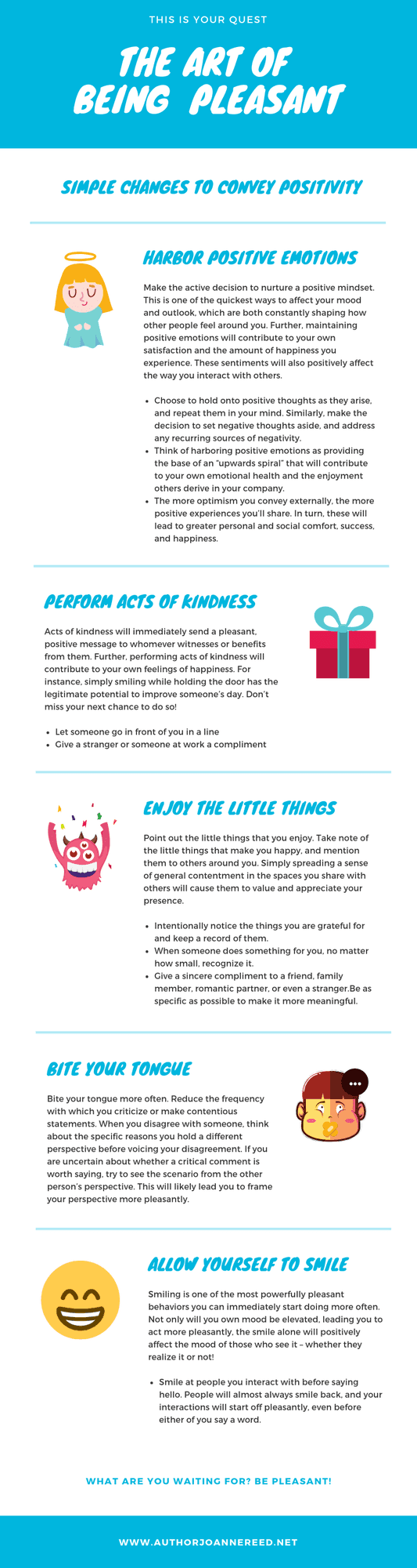 this is your quest
author joanne reed
the art of being pleasant
infographic